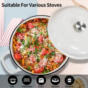 Enameled Cast Iron Dutch Oven, 3.8 Quart Dutch Oven Pot With Lid, Non Stick Cast Iron Pot, Round Oven Safe Up To, Use For Marinate, Cook, Bake And Serve