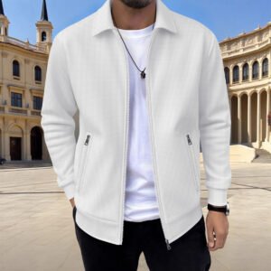 New Solid-color Pocketed Zip-up Long-sleeve Jacket Coat