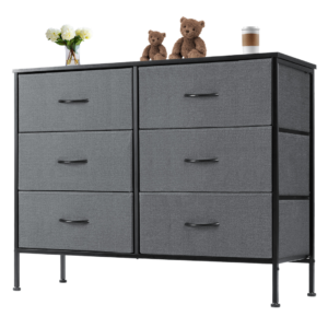 Tall Dresser Fabric Storage Tower ,Wooden Top For Kid Room, Closet, Entryway, Nursery