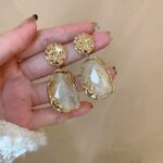 Elegant Vintage Irregular Resin Geometric Earrings For Women, Perfect For Banquets, Parties & Vacations