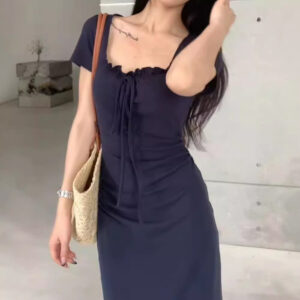 French-style Elegant Square-neck Dress For Women