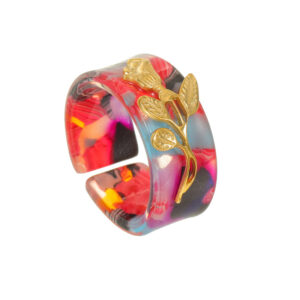 Stainless Steel Colored Flower Ring For Women