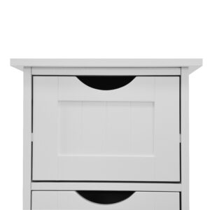 White Bathroom Storage Cabinet, Freestanding Cabinet With Drawers