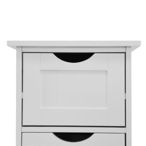 White Bathroom Storage Cabinet, Freestanding Cabinet With Drawers