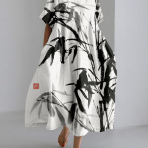 3D-printed Loose-fitting Short-sleeve Dress