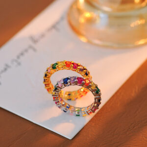 Niche Light-luxury Design With A High-end Feel Candy-colored Rainbow Ring
