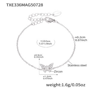 Full-diamond Butterfly Clavicle Necklace And Bracelet