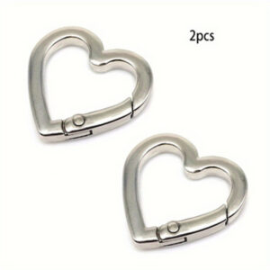 2pcs Spring Gate Heart Shape Ring Open Leather Bag Handbag Belt Strap Buckle Connecter Key Findings Pendant Snap Clip Trigger Hook