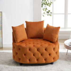A&A Furniture,Width 40.6 Inches Accent Chair Classical Barrel Chair For Living Room Modern Leisure Sofa Chair Orange