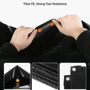 20 X 20 Ft Pond Liner, 14 Mil Thickness, 3-Layer Reinforced PE Fish Koi Pond Liner For Outdoor Ponds, With Hemmed Edge And 4 Metal Buttonholes, For Water Garden, Waterfall, And Fountains, Black