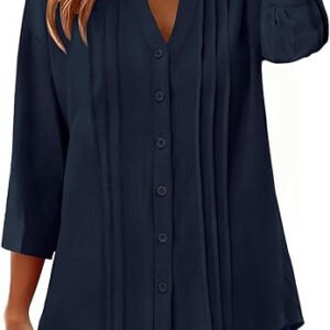 Pleated Casual Solid-Color Loose Cotton-Linen Shirt
