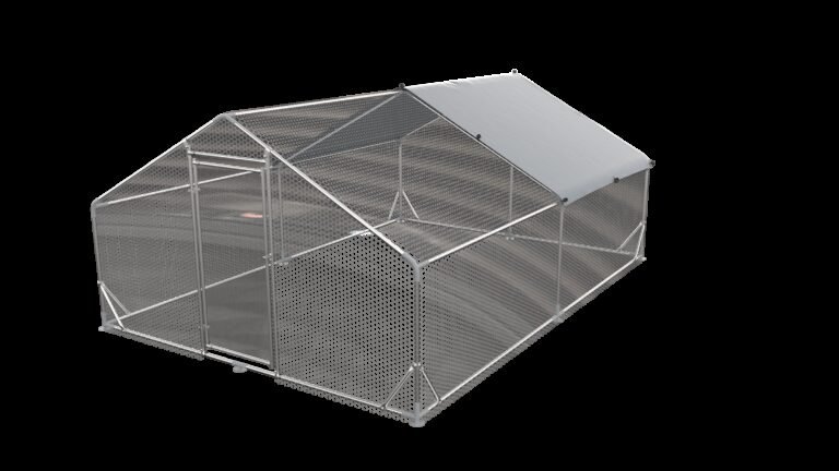 Large Metal Chicken Coop Walk-in Poultry Cage Hen Run House Rabbits Habitat Cage Spire Shaped Coop With Waterproof And Anti-Ultraviolet Cover 13.1L X 9.8 W X 6.4H