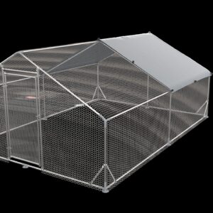 Large Metal Chicken Coop Walk-in Poultry Cage Hen Run House Rabbits Habitat Cage Spire Shaped Coop With Waterproof And Anti-Ultraviolet Cover 13.1L X 9.8 W X 6.4H