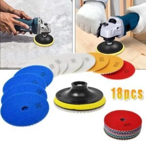 Diamond Abrasive Discs (Set Of 18) - 4" Wet/Dry Polishing Pads For Drills