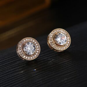 New Stylish Mens Zircon Full-Diamond Starry Sky Round Earrings