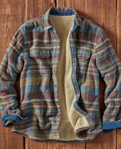 Men's Plaid Fuzzy Long-Sleeve Shirt Jacket