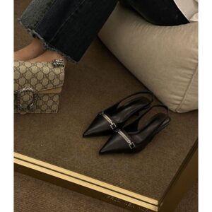 French Style Low Heel Sandals For Women Summer 2025 Spring Black Pointed Toe Kitten Heel Pumps Elegant High Heels