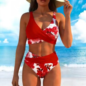 Women's Floral Print Bikini Casual Set