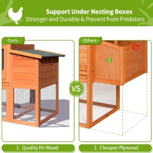 123'' Large Chicken Coop With Run, Wooden Hen House For 5-10 Chickens, Outdoor Chicken Run Poultry Cage Rabbit Cage Duck House With Nesting Box, Ramp & Pull-on Tray