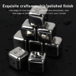 Premium 304 Stainless Steel Reusable Ice Cubes 8-Piece Set, Luxury Whiskey Stones With Tray & Tongs, Fast-Chilling Ice Cubes Reusable For Undiluted Drinks, Elegant To Ice Cube Melting & Dr