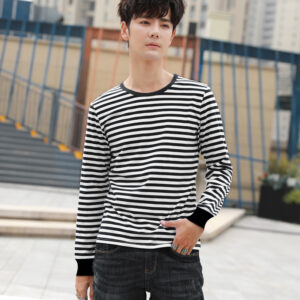 Men's Ribbed-sleeve Striped Sailor Shirt
