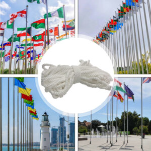 12.5 M Durable Flagpole Halyard Rope Flags Pole Rope Nylon Braided Cord White
