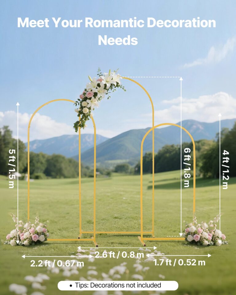 Arch Backdrop Stand, Set Of 3, 6/5/4 Ft, Stable Structure, Easy Assembly, Gold Metal Arch Backdrop Stand For Wedding, Birthday Party, Graduation, Holiday Celebration, And Ceremony Decoration
