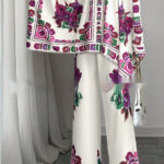 Women's New Fashionable Silky Satin Printed Set