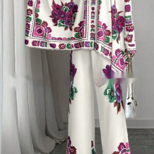 Women’s New Fashionable Silky Satin Printed Set