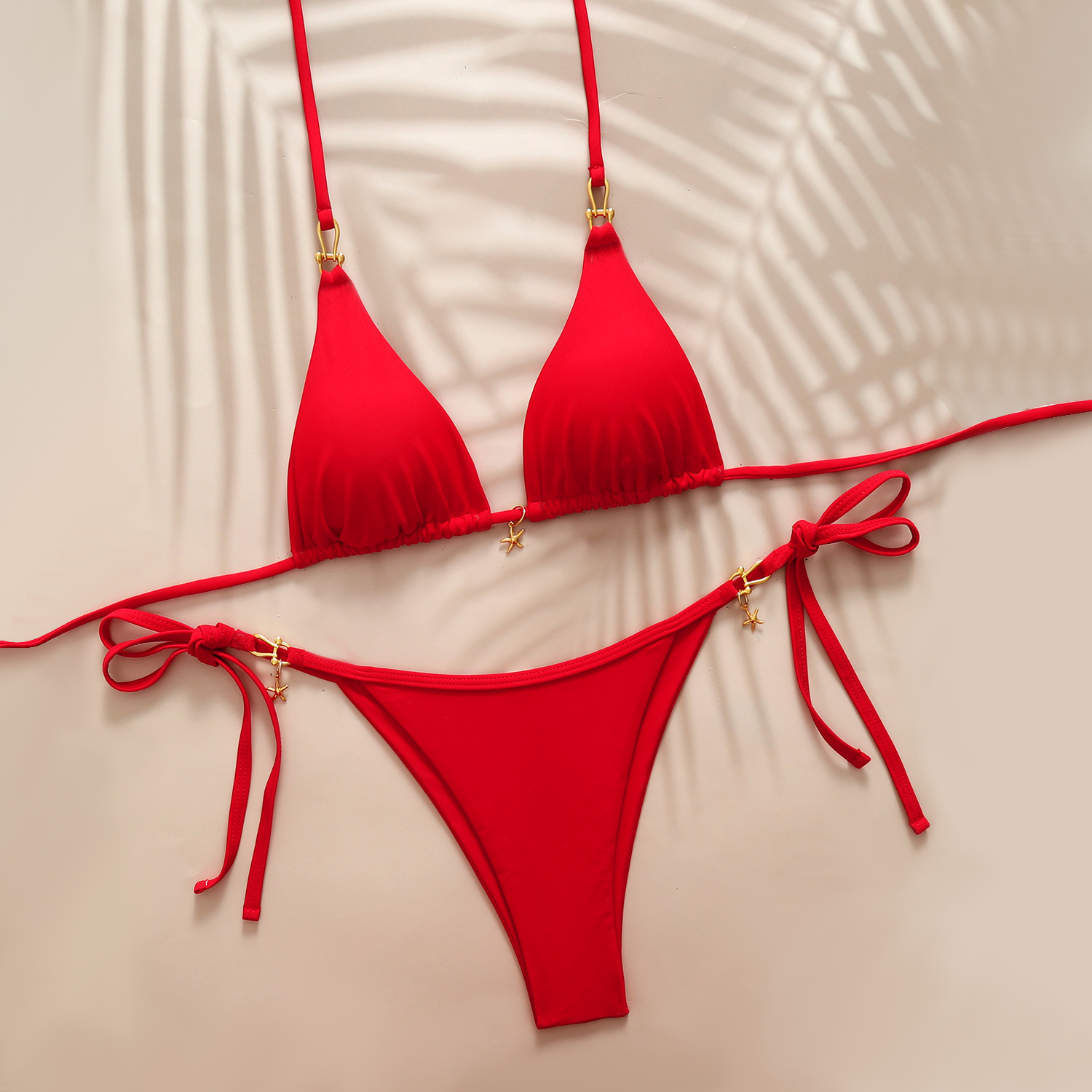 Bikini Beach Swimwear Halterneck Open-back Two-piece Swimsuit For Women