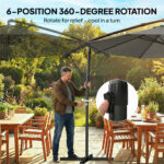 10 ft Offset Patio Umbrella with Cover, Hanging Cantilever Umbrella with 360° Rotation, Crank Handle, Tilt, Tan