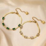 Womens Stainless Steel Fashionable Multi-Zircon Blade Chain Bracelet