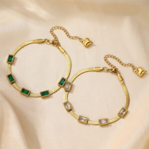 Womens Stainless Steel Fashionable Multi-Zircon Blade Chain Bracelet