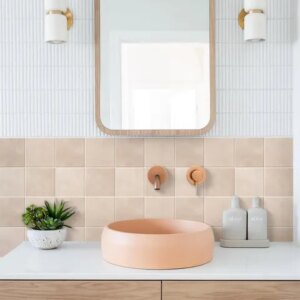 10pcs Self-adhesive Splash Wall Tiles, 10x10 Inch Self-adhesive Subway Tiles, High Quality Pink, Suitable For Kitchen And Bathroom Walasy DIY Home Decoration, Waterproof And Oil-proof, Easy To Clean