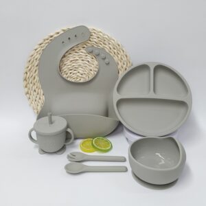 Infant And Toddler Feeding Training Silicone Suction-cup Placemat And Silicone Tableware