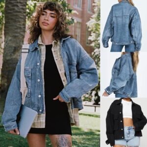 New Versatile 3D Bag Design Retro Classic Loose-fit Denim Jacket