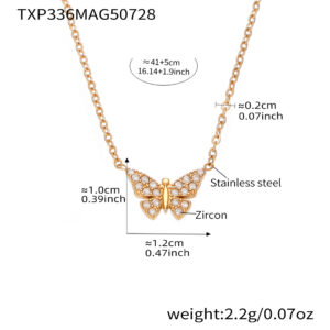 Full-diamond Butterfly Clavicle Necklace And Bracelet