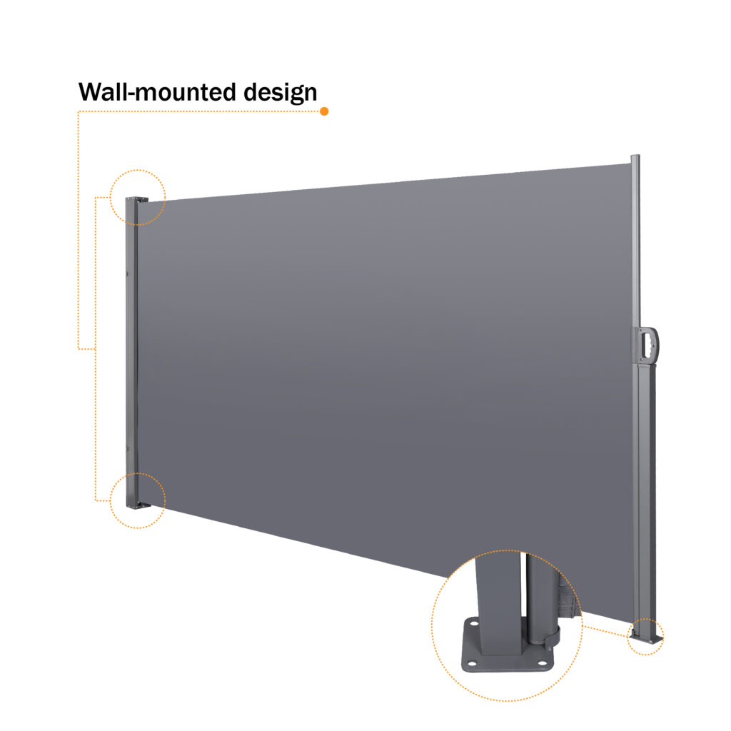 Retractable Side Screen Awning, UV Resistant, Waterproof, Patio Privacy Screen For Garden, Balcony, Courtyard Dark Grey, 118.1X 62.99