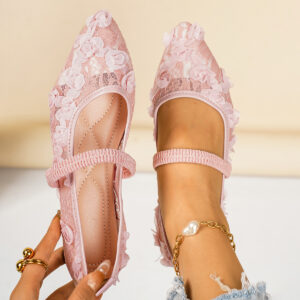 Lace-mesh Pointed-toe Low-cut Flats For Women Flat-bottomed Casual And Breathable