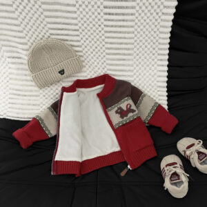 Autumn Winter Fleece-Lined Thickened Warm Knitted Cardigan Coat