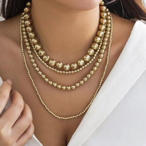 Exaggerated Cyber-style Multi-layered Bead Stackable Necklace