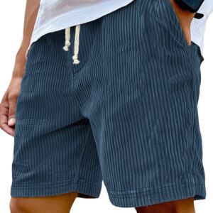 Men's Retro Embroidered Corduroy Fashionable Lace-up Casual Shorts