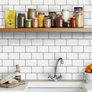 10pcs, Marble Peel And Stick Backsplash Tiles For Kitchen Walls Bathroom Countertops, 12 Inch*12 Inch, Adhesive Glazed Ceramic Surface,rproof, Heat Resistant, Contemporary