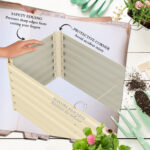 8x2x2ft Galvanized Raised Garden Bed Kit with Safety Edging for Flowers, Herbs and Vegetables, Cream White