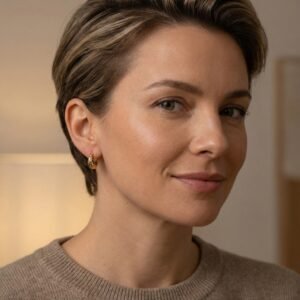 925 Sterling Silver Elegant Textured Hammered Chunky Huggie Hoop Earrings with a Radiant Metallic Sheen