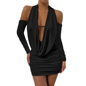 Fashionable Backless Long-Sleeve Dress For Women