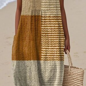 Sleeveless Casual Printed Elegant Dress For Women