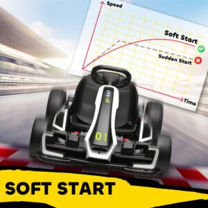 24V 7.5 MPH Electric Go Kart with Adjustable Seat, Slow Start, White
