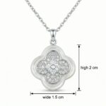 925 Sterling Silver Sparkling Diamond and White Mother of Pearl Four-Leaf Clover Pendant Necklace