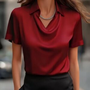 Elegant Minimalist Boat-neckline Shirt For Women